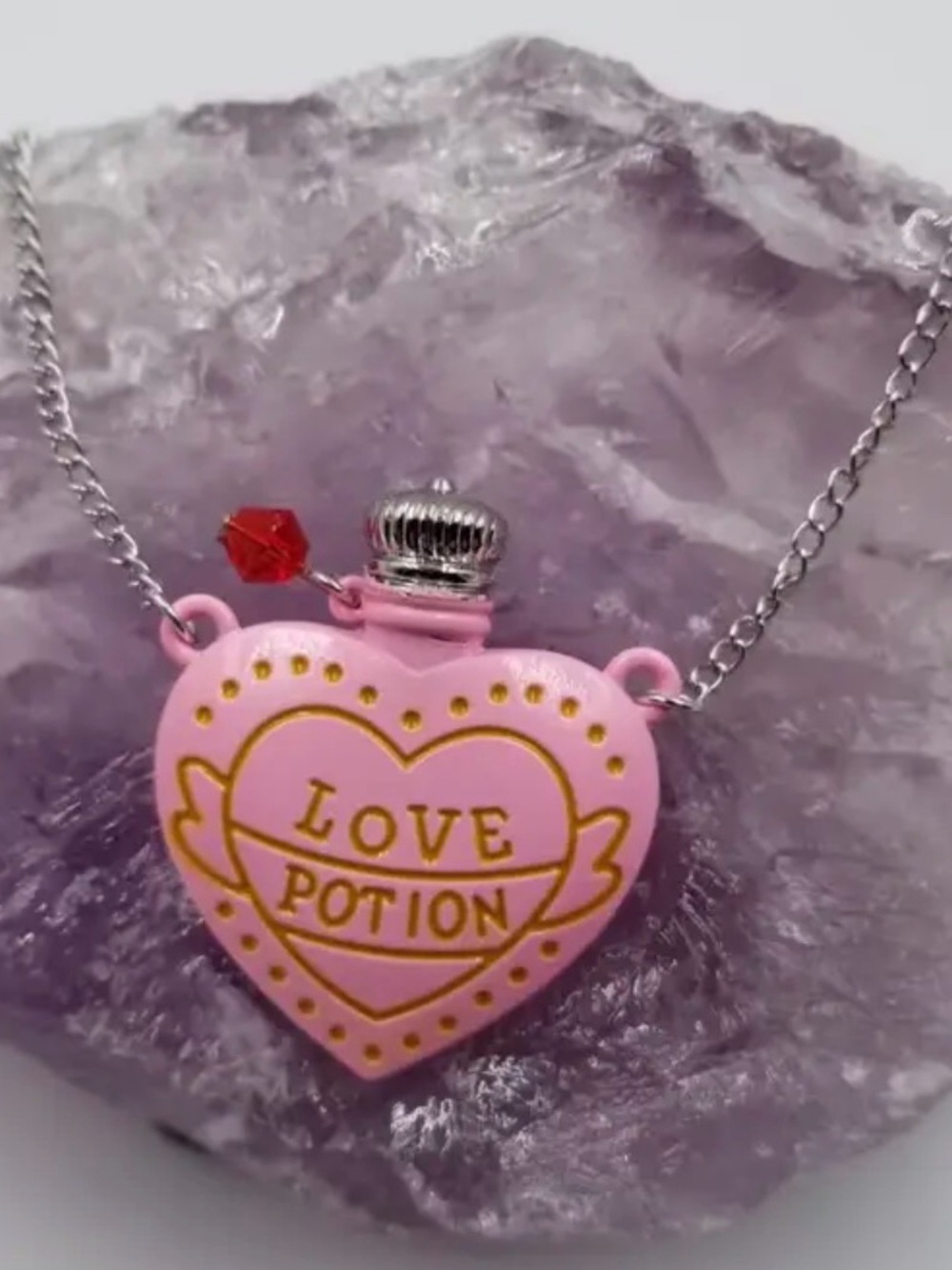 {NEW} Love And Poison Necklace Pink Bottle Shaped Whimsigoth